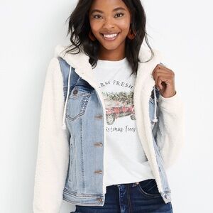 Women’s Maurice’s White Sherpa Denim Jacket